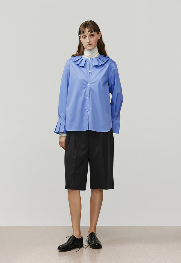 COTTONPOLYESTER PLEATS BLOUSE / コットンポリエステルプリーツブラウス 詳細画像 Sax 1