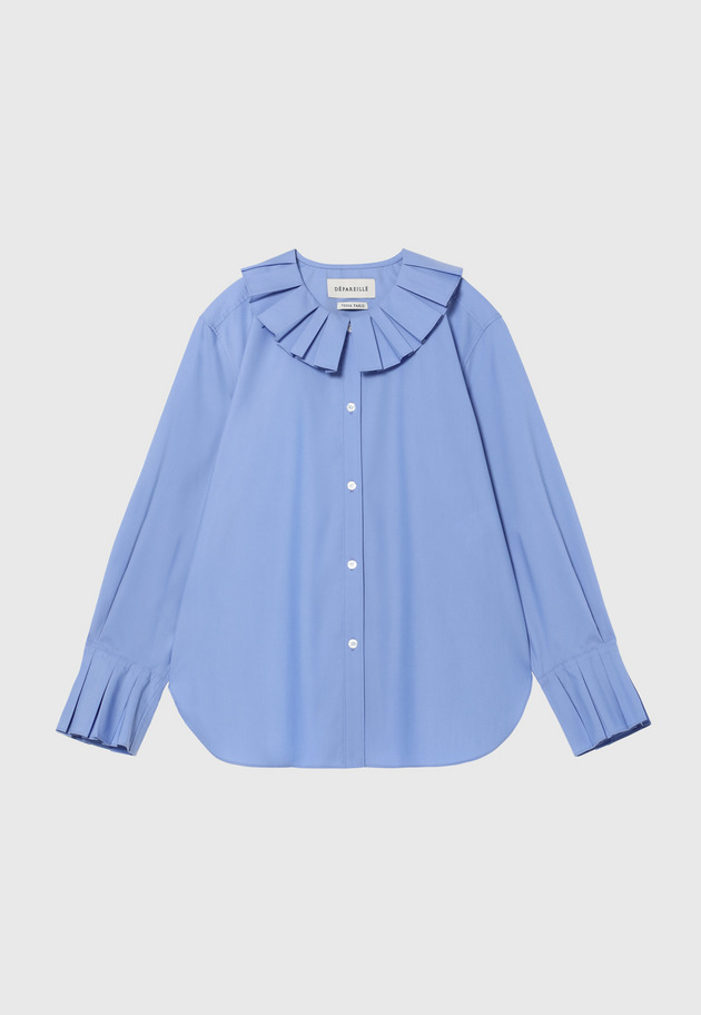 COTTONPOLYESTER PLEATS BLOUSE / コットンポリエステルプリーツブラウス 詳細画像 Sax 5