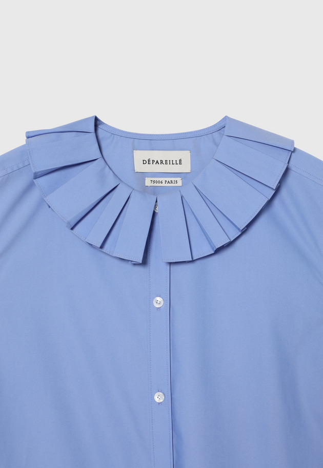 COTTONPOLYESTER PLEATS BLOUSE / コットンポリエステルプリーツブラウス 詳細画像 Sax 7