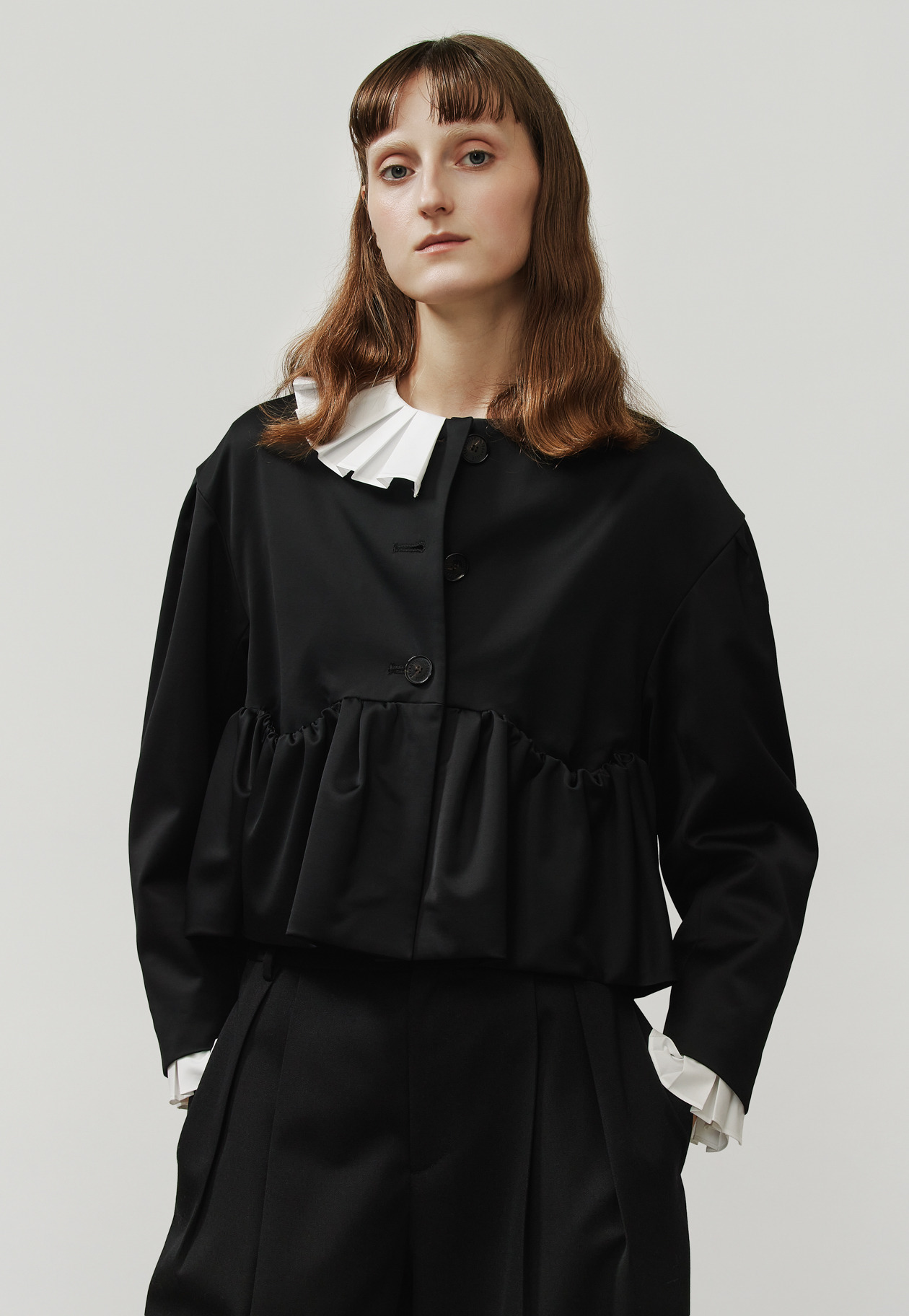 COTTONPOLYESTER PLEATS BLOUSE / コットンポリエステルプリーツブラウス 詳細画像 White 4