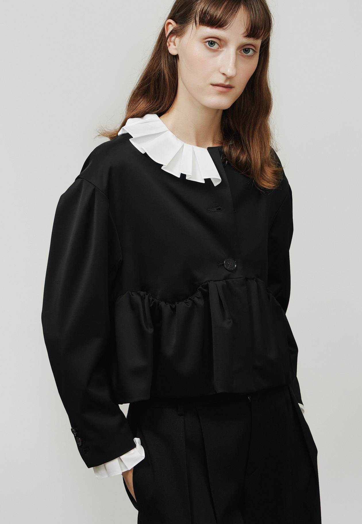 COTTONPOLYESTER PLEATS BLOUSE / コットンポリエステルプリーツブラウス 詳細画像 White 5