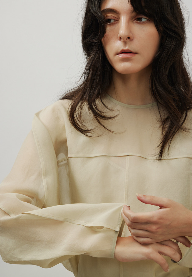 SILK ORGANDY BLOUSE / シルクオーガンジーブラウス 詳細画像 Beige 6