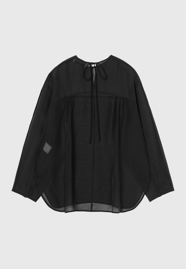 SILK ORGANDY BLOUSE / シルクオーガンジーブラウス 詳細画像 Black 2