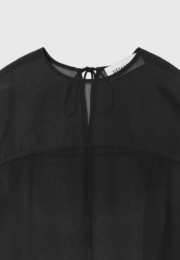 SILK ORGANDY BLOUSE / シルクオーガンジーブラウス 詳細画像 Black 3
