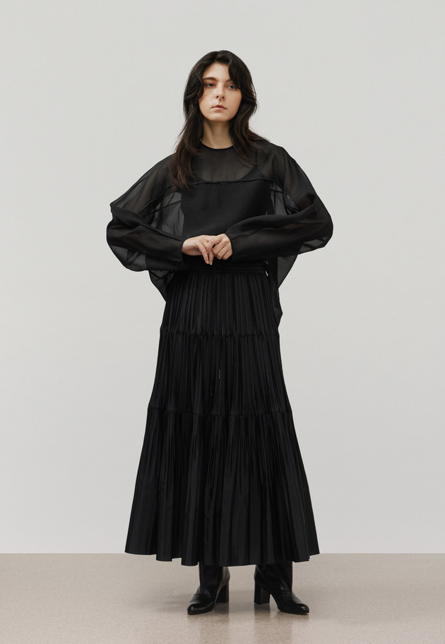 SILK ORGANDY BLOUSE / シルクオーガンジーブラウス 詳細画像 Black 6