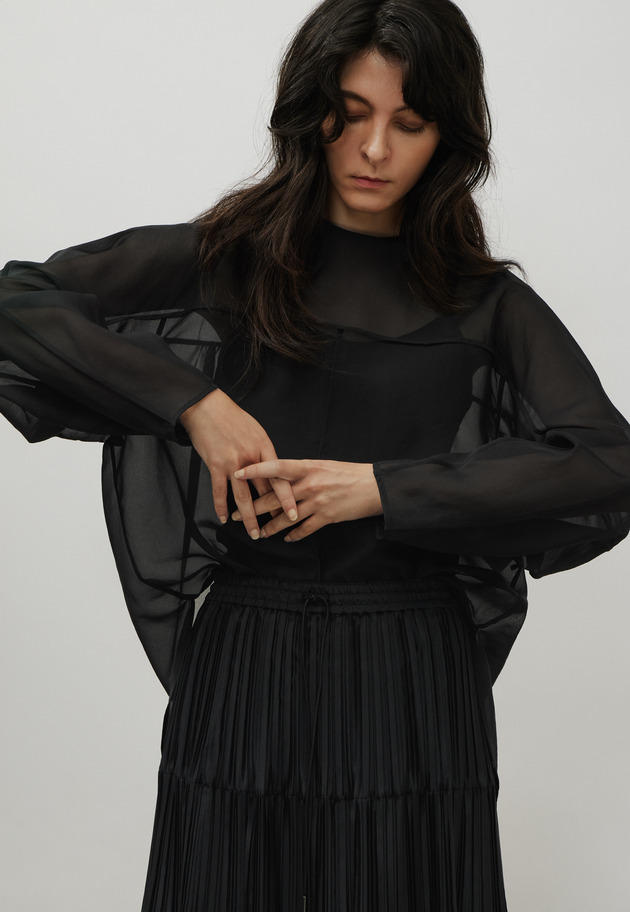 SILK ORGANDY BLOUSE / シルクオーガンジーブラウス 詳細画像 Black 9