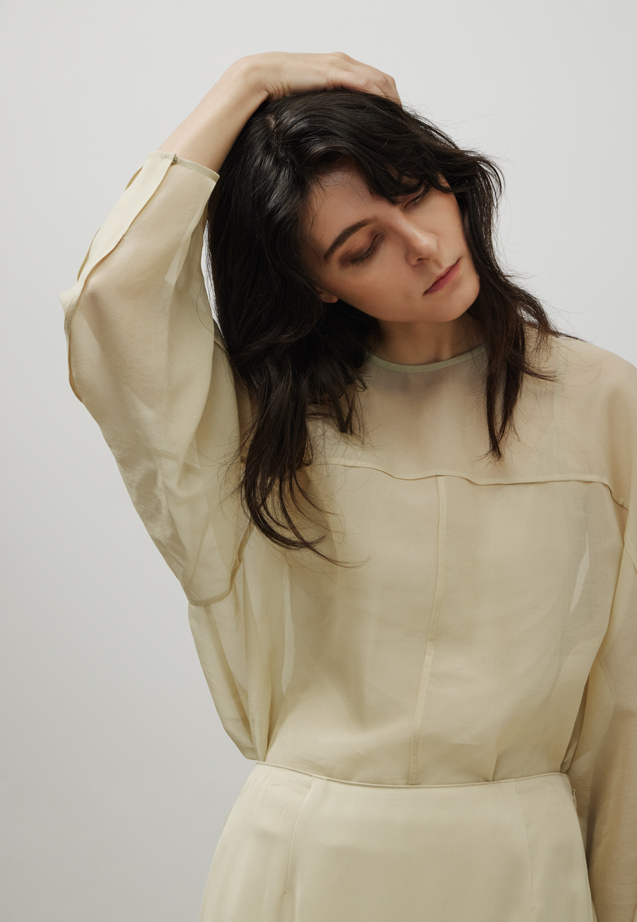 SILK ORGANDY BLOUSE / シルクオーガンジーブラウス 詳細画像 Beige 5