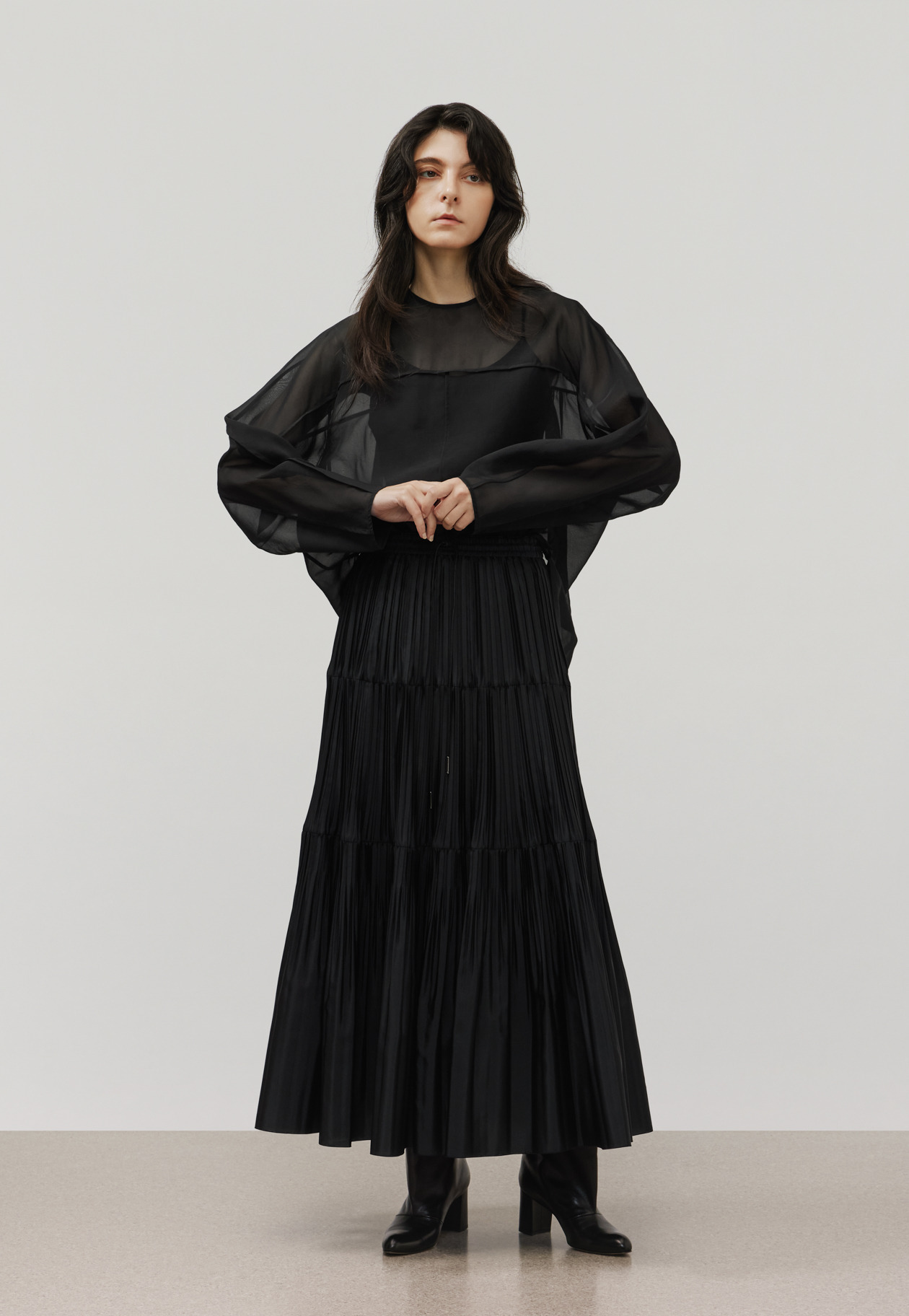 SILK ORGANDY BLOUSE / シルクオーガンジーブラウス 詳細画像 Black 6