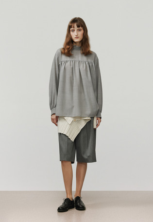 WOOL VIYELLA BOW BLOUSE / ウールビエラボウブラウス