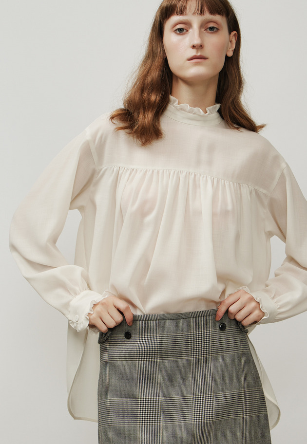 WOOL VIYELLA BOW BLOUSE / ウールビエラボウブラウス 詳細画像 OW 4