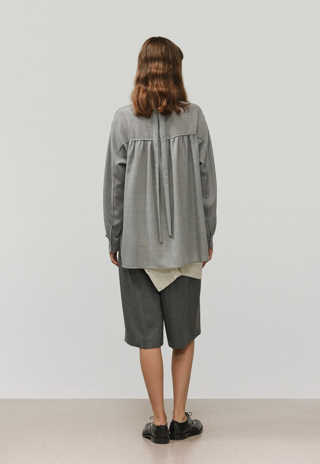 WOOL VIYELLA BOW BLOUSE / ウールビエラボウブラウス 詳細画像 Gray 3
