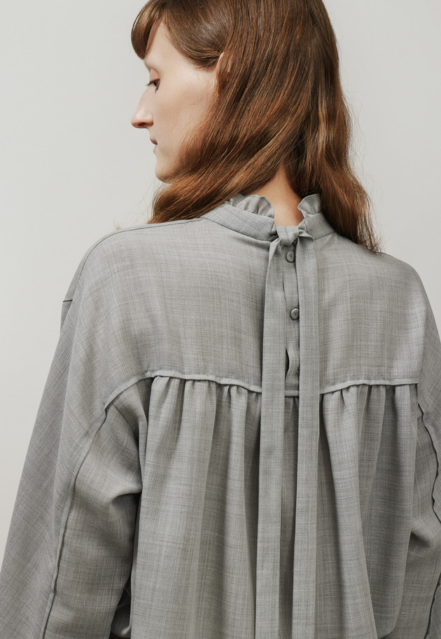 WOOL VIYELLA BOW BLOUSE / ウールビエラボウブラウス 詳細画像 Gray 6