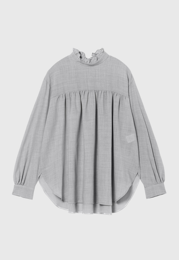 WOOL VIYELLA BOW BLOUSE / ウールビエラボウブラウス 詳細画像 Gray 7