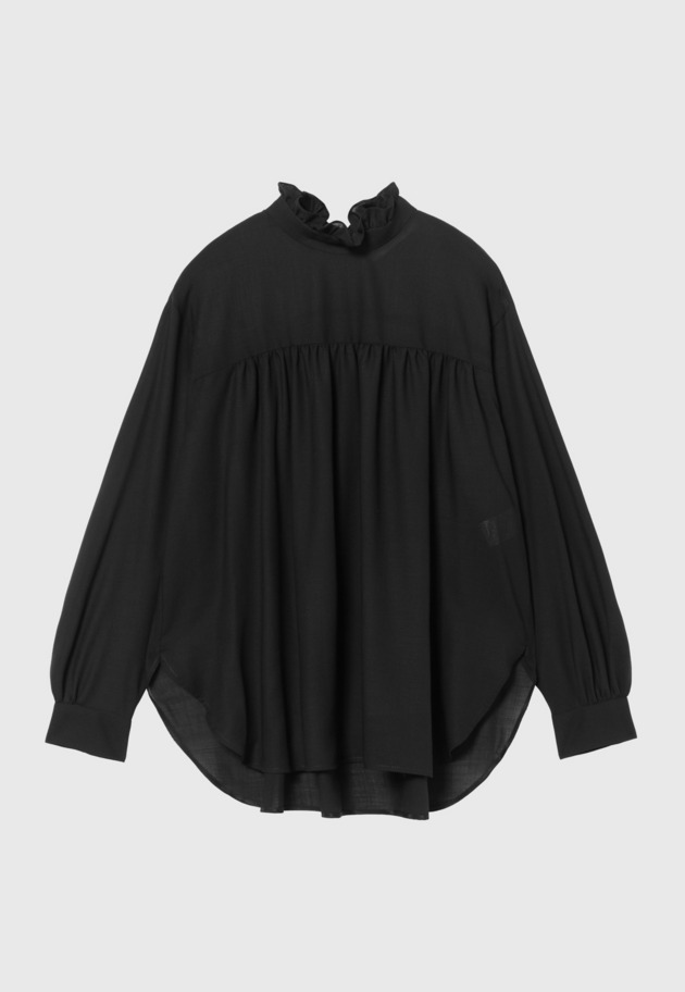 WOOL VIYELLA BOW BLOUSE / ウールビエラボウブラウス 詳細画像 Navy 1