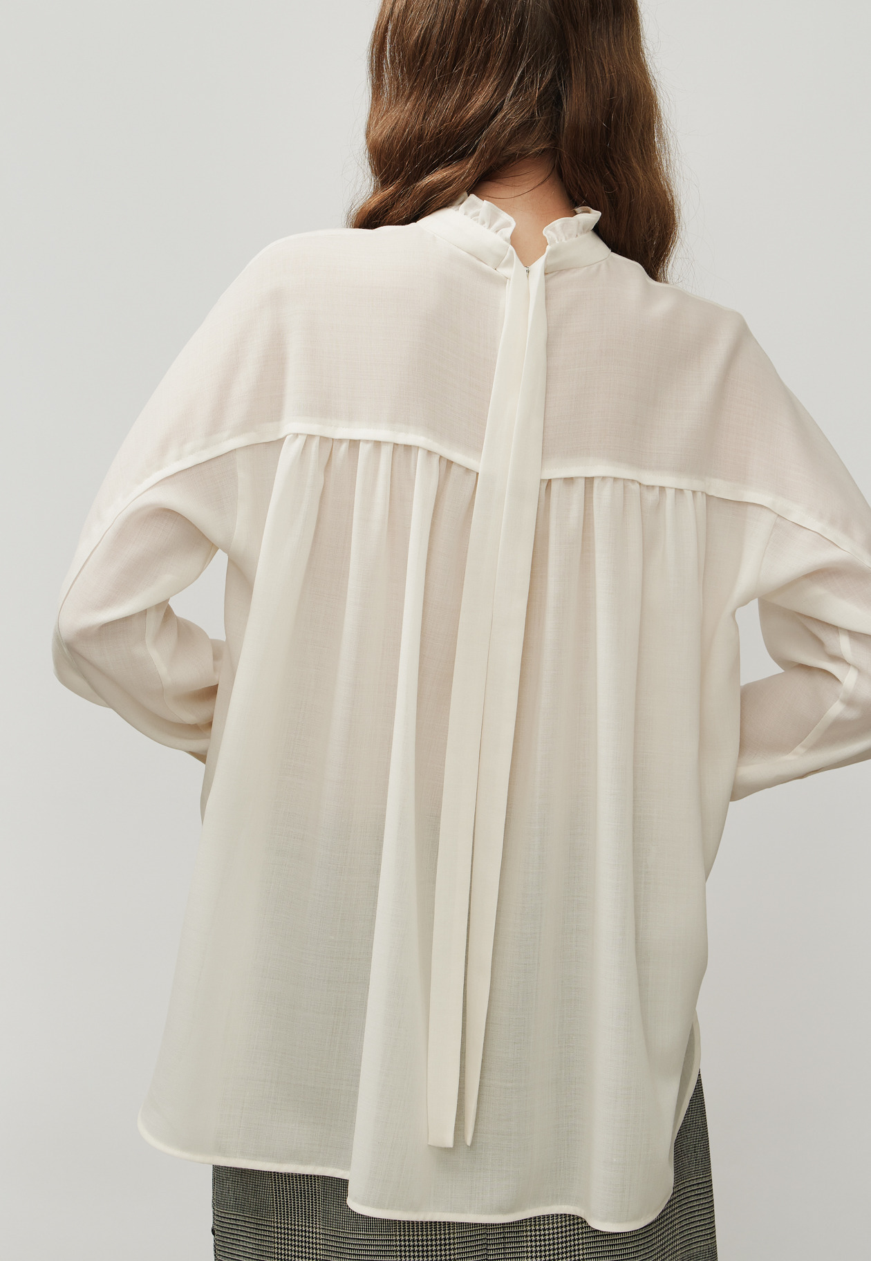WOOL VIYELLA BOW BLOUSE / ウールビエラボウブラウス 詳細画像 OW 5