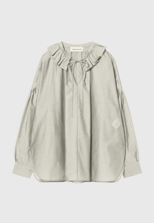 SHEER TAFFETA FRILL BLOUSE / シアータフタフリルブラウス 詳細画像 Gray 1
