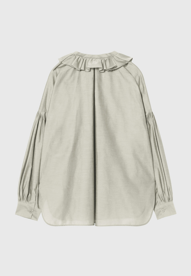 SHEER TAFFETA FRILL BLOUSE / シアータフタフリルブラウス 詳細画像 Gray 2