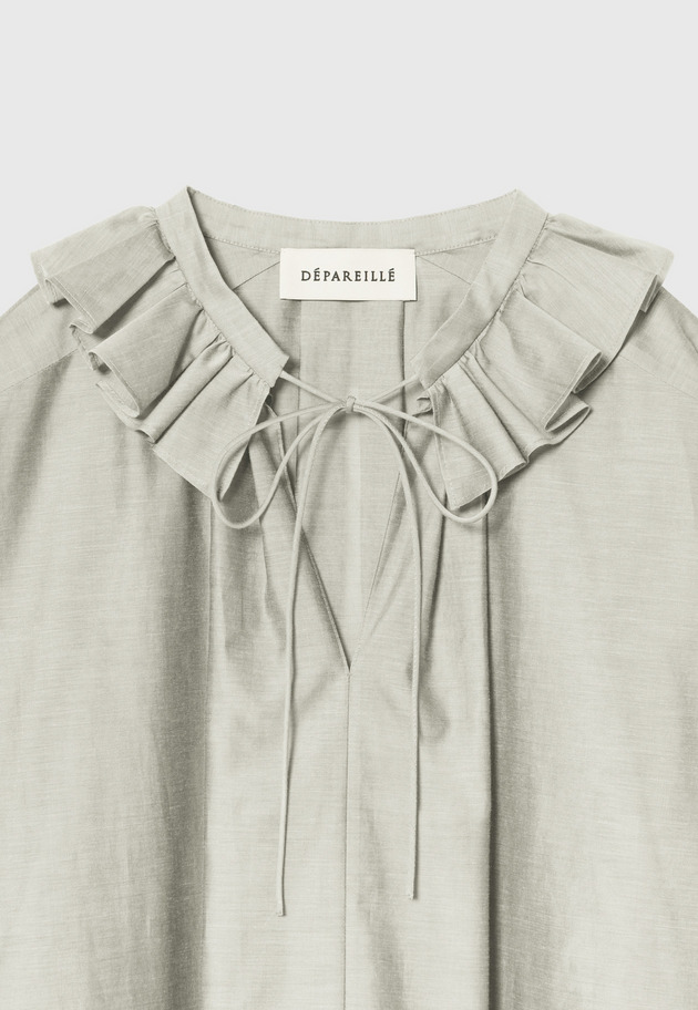 SHEER TAFFETA FRILL BLOUSE / シアータフタフリルブラウス 詳細画像 Gray 3