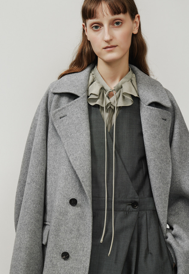 SHEER TAFFETA FRILL BLOUSE / シアータフタフリルブラウス 詳細画像 Gray 9