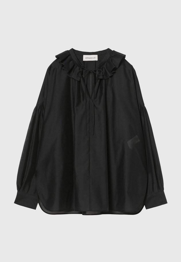 SHEER TAFFETA FRILL BLOUSE / シアータフタフリルブラウス 詳細画像 Black 4