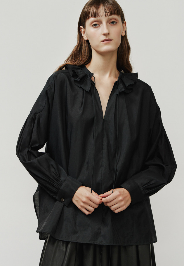 SHEER TAFFETA FRILL BLOUSE / シアータフタフリルブラウス 詳細画像 Black 6