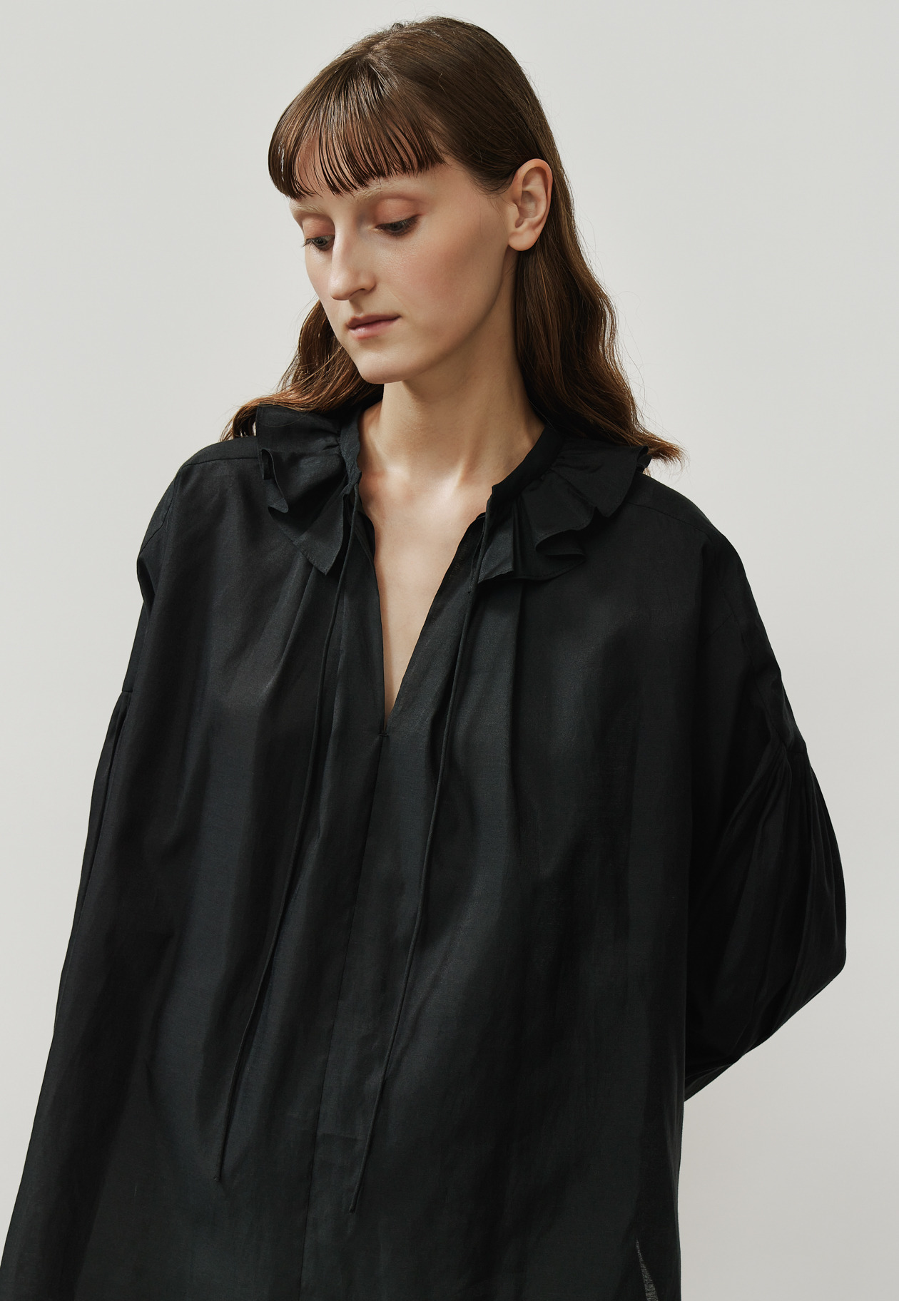 SHEER TAFFETA FRILL BLOUSE / シアータフタフリルブラウス 詳細画像 Black 5