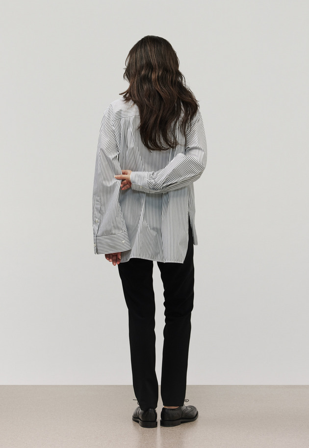 COTTON NO COLLAR BOSOM SHIRT / コットンノーカラーブザムシャツ 詳細画像 Black 4