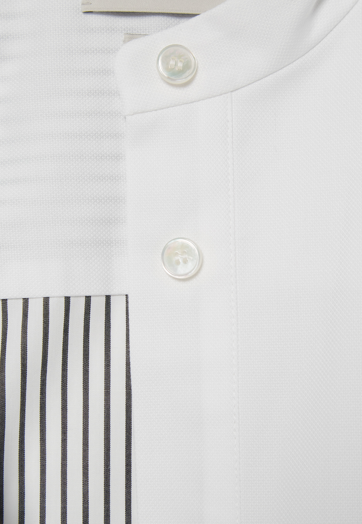COTTON NO COLLAR BOSOM SHIRT / コットンノーカラーブザムシャツ 詳細画像 Black 12