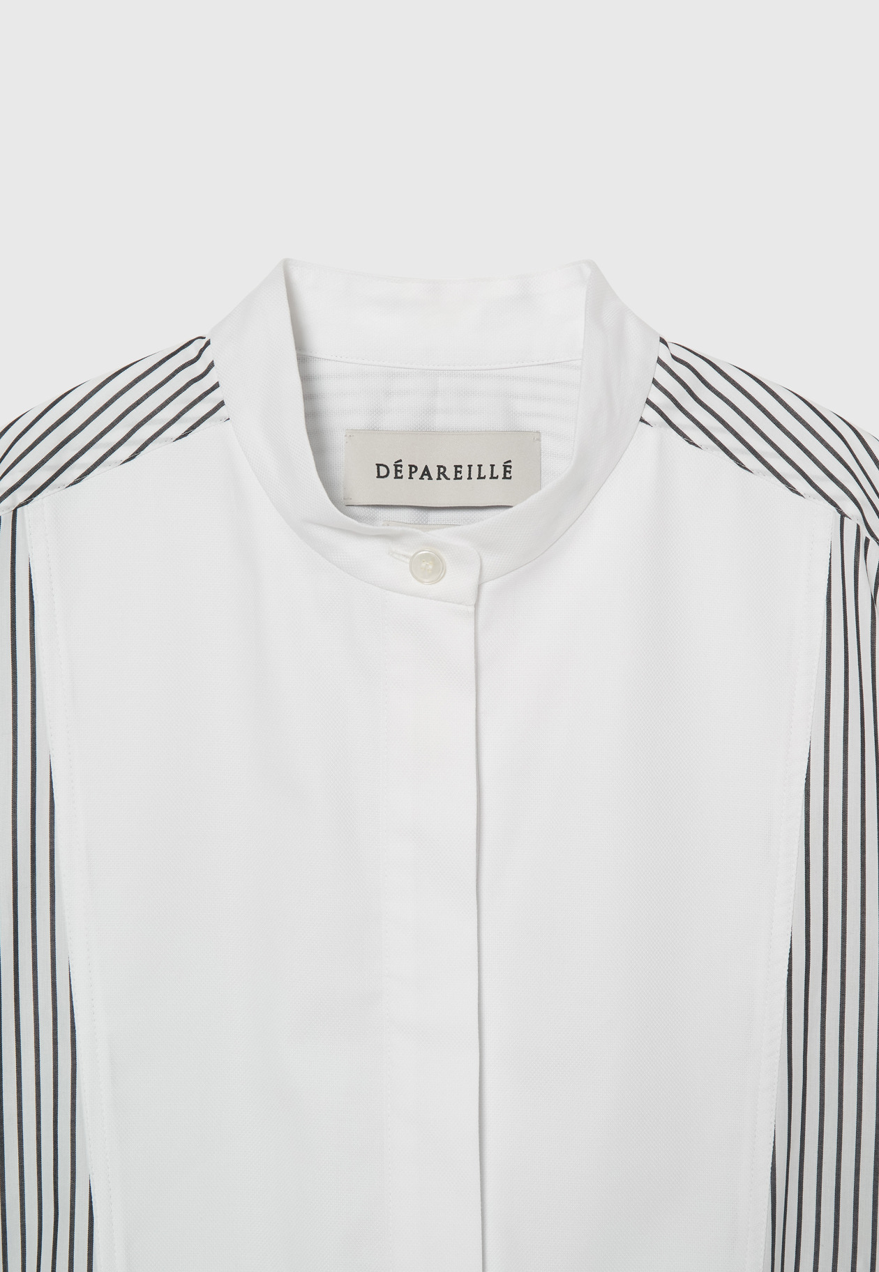 COTTON NO COLLAR BOSOM SHIRT / コットンノーカラーブザムシャツ 詳細画像 Black 9