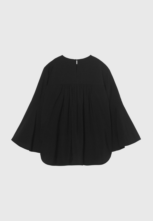 SILK FLARED SLEEVE BLOUSE / シルクフレアスリーブブラウス 詳細画像 Black 2