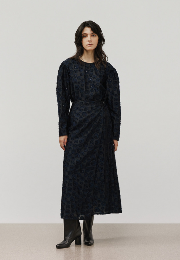 LAME FLOWER JACQUARD BLOUSE / ラメフラワージャガードブラウス 詳細画像 Black 1