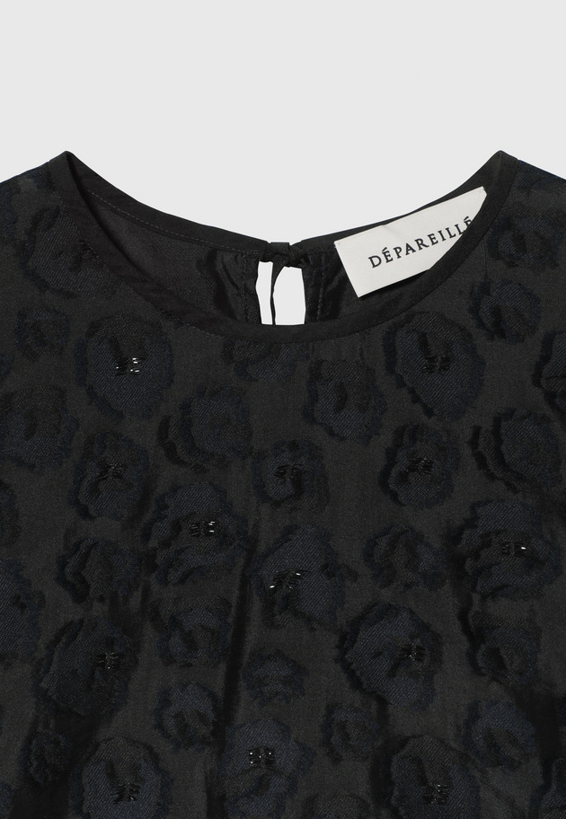 LAME FLOWER JACQUARD BLOUSE / ラメフラワージャガードブラウス 詳細画像 Black 10