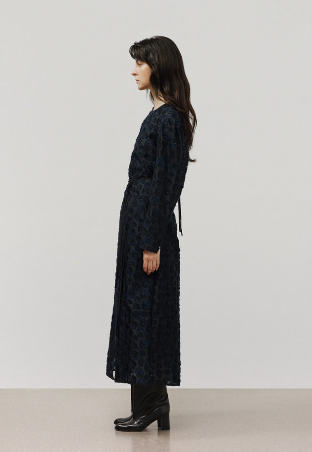 LAME FLOWER JACQUARD BLOUSE / ラメフラワージャガードブラウス 詳細画像 Black 2
