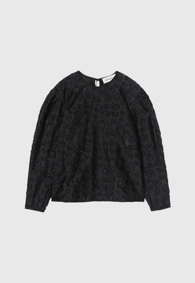 LAME FLOWER JACQUARD BLOUSE / ラメフラワージャガードブラウス 詳細画像 Black 8
