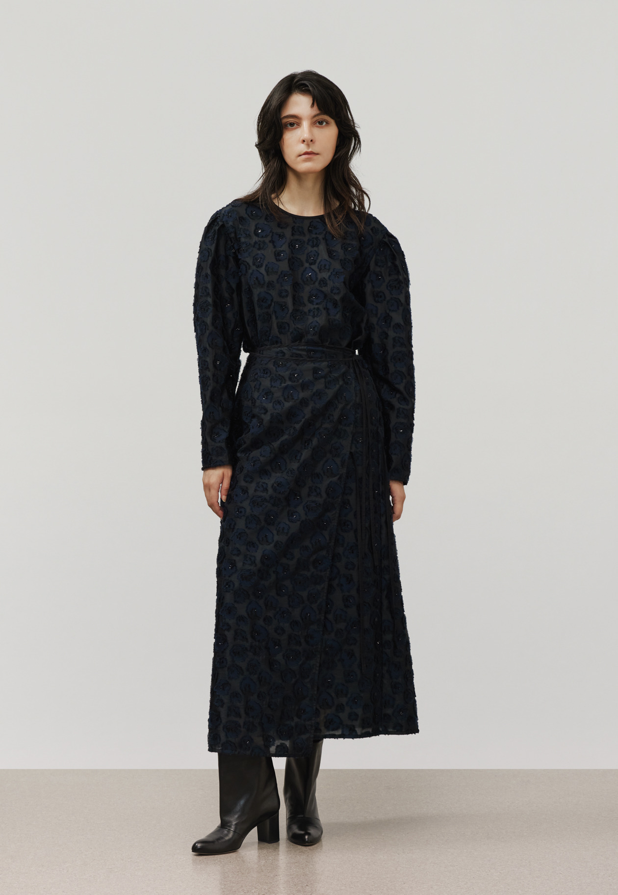 LAME FLOWER JACQUARD BLOUSE / ラメフラワージャガードブラウス 詳細画像 Black 1
