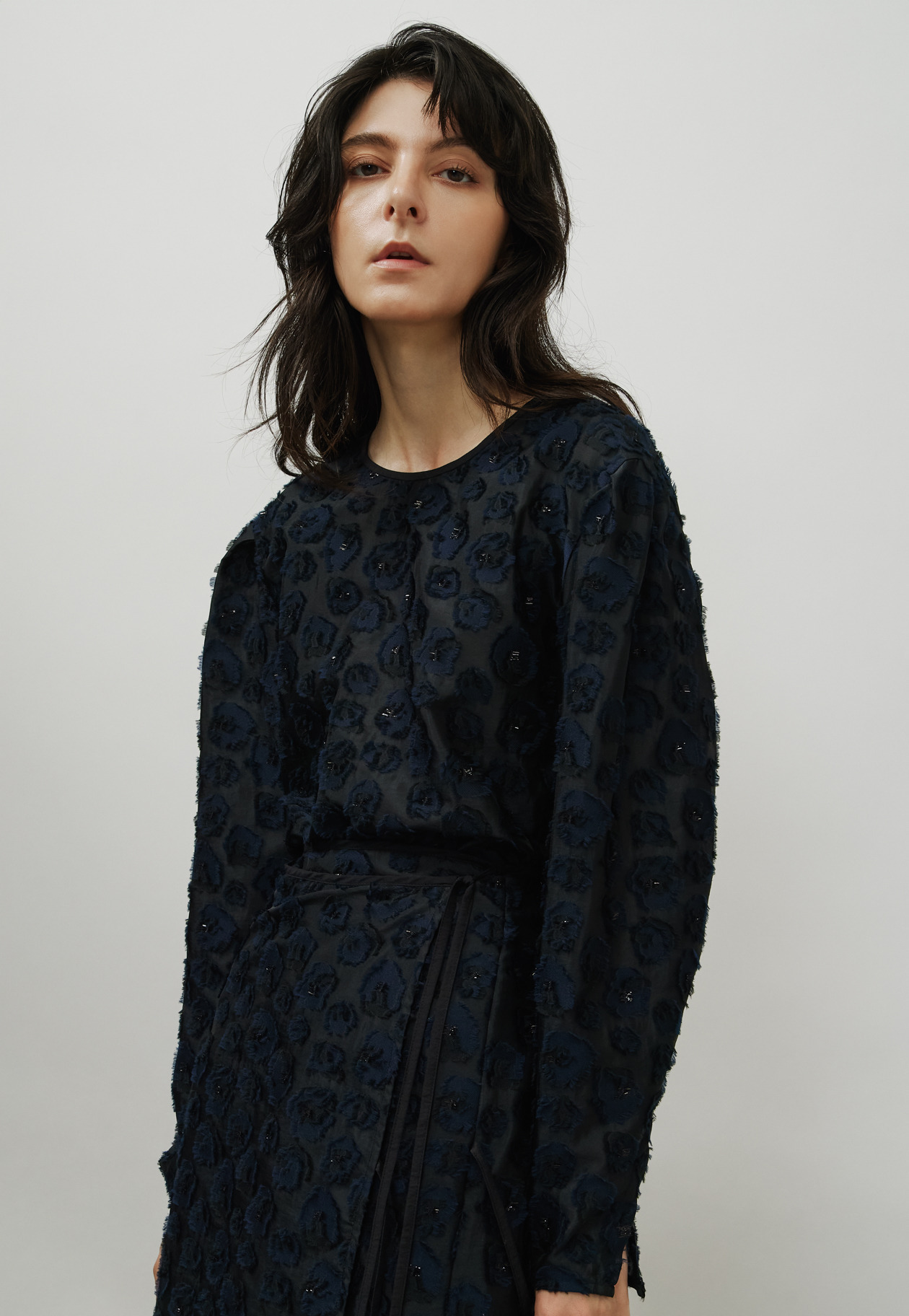 LAME FLOWER JACQUARD BLOUSE / ラメフラワージャガードブラウス 詳細画像 Black 6