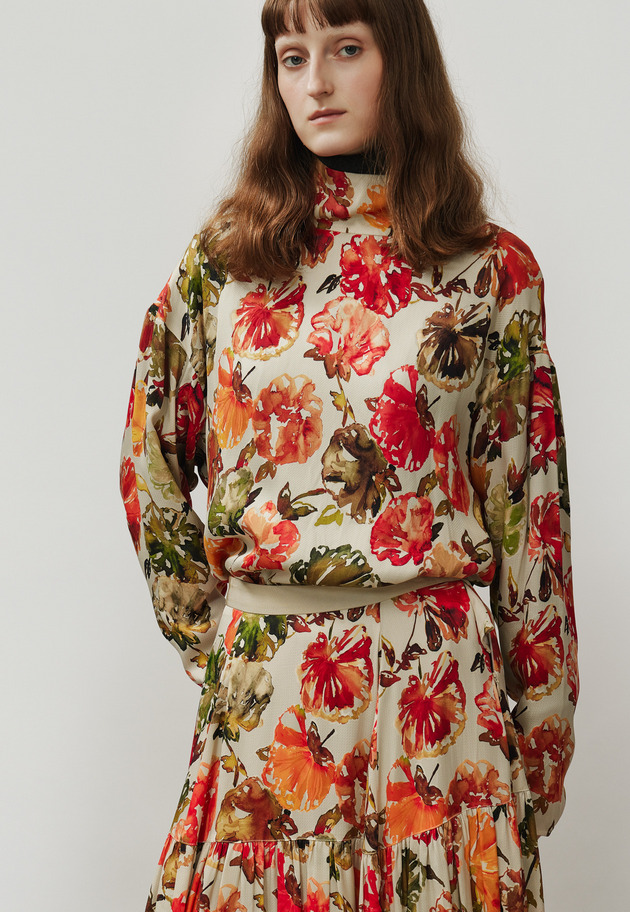 JACQUARD FLOWER BLOUSE / ジャガードフラワーブラウス 詳細画像 OR 4