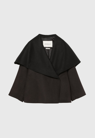 WOOL DOUBLE FACE CHECK BIG COLLAR COAT / ウールダブルフェイスチェックビッグカラーコート