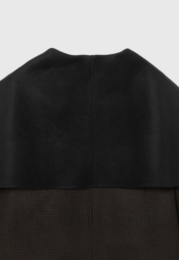 WOOL DOUBLE FACE CHECK BIG COLLAR COAT / ウールダブルフェイスチェックビッグカラーコート 詳細画像 Black 4