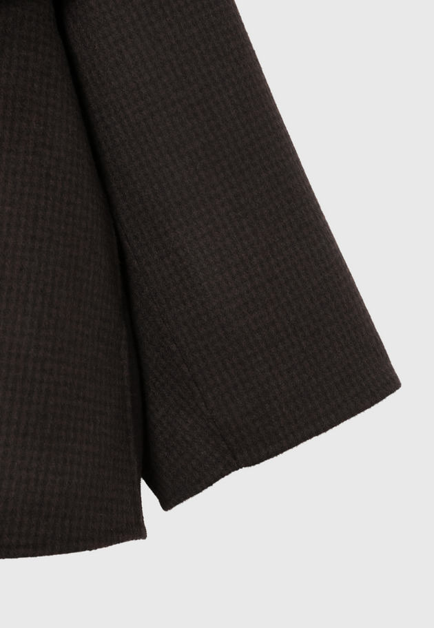 WOOL DOUBLE FACE CHECK BIG COLLAR COAT / ウールダブルフェイスチェックビッグカラーコート 詳細画像 Black 5