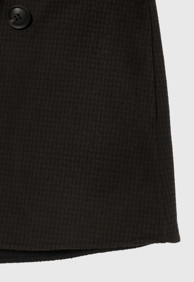 WOOL DOUBLE FACE CHECK BIG COLLAR COAT / ウールダブルフェイスチェックビッグカラーコート 詳細画像 Black 6