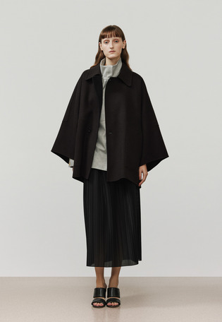 WOOL DOUBLE FACE CHECK PONCHO COAT / ウールダブルフェイスチェックポンチョコート