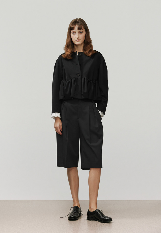 WOOL VISCOSE SATIN JACKET / ウールヴィスコースサテンジャケット 詳細画像 Black 1