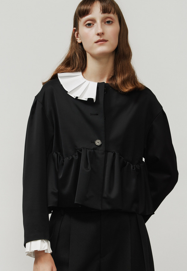 WOOL VISCOSE SATIN JACKET / ウールヴィスコースサテンジャケット 詳細画像 Black 4