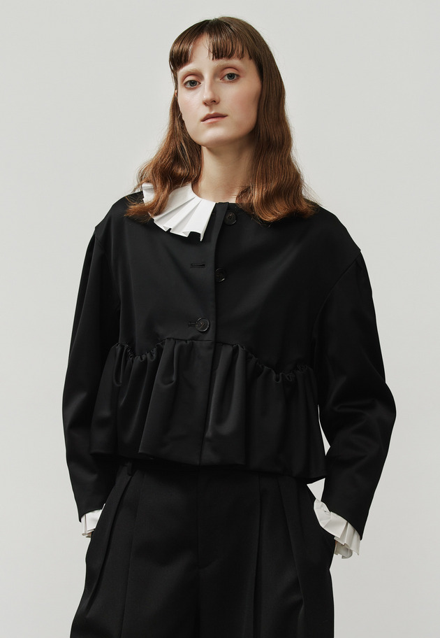 WOOL VISCOSE SATIN JACKET / ウールヴィスコースサテンジャケット 詳細画像 Black 5