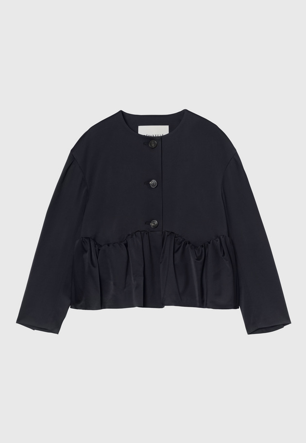 WOOL VISCOSE SATIN JACKET / ウールヴィスコースサテンジャケット 詳細画像 Navy 1