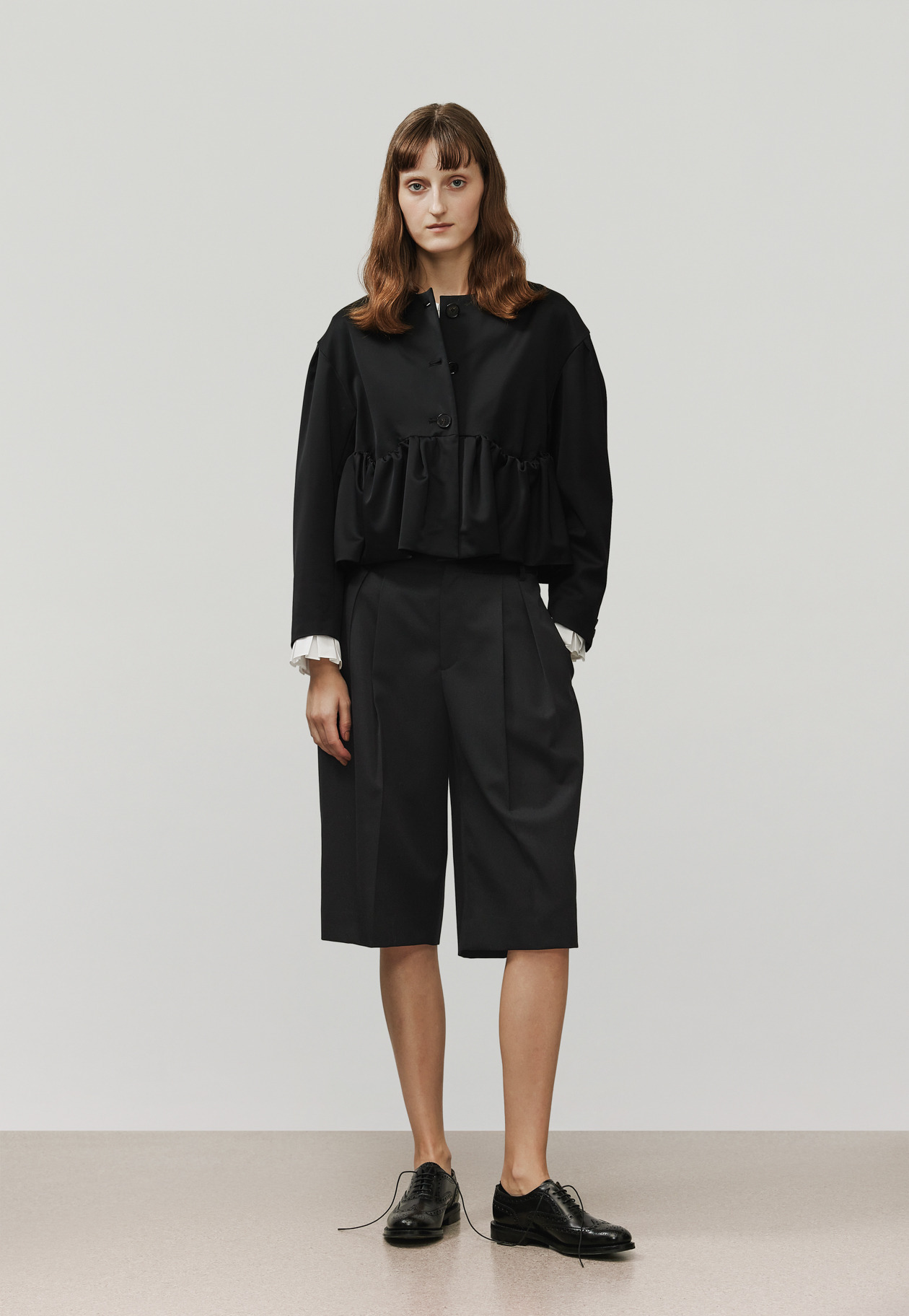 WOOL VISCOSE SATIN JACKET / ウールヴィスコースサテンジャケット 詳細画像 Black 1