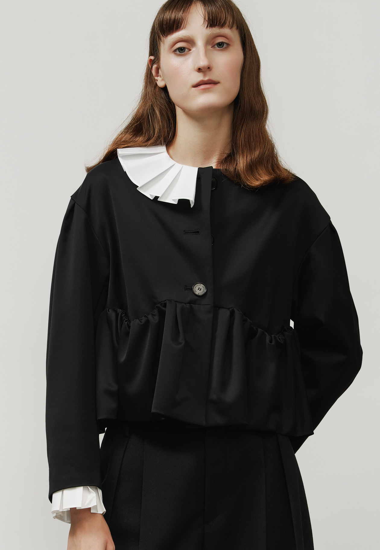 WOOL VISCOSE SATIN JACKET / ウールヴィスコースサテンジャケット 詳細画像 Black 4