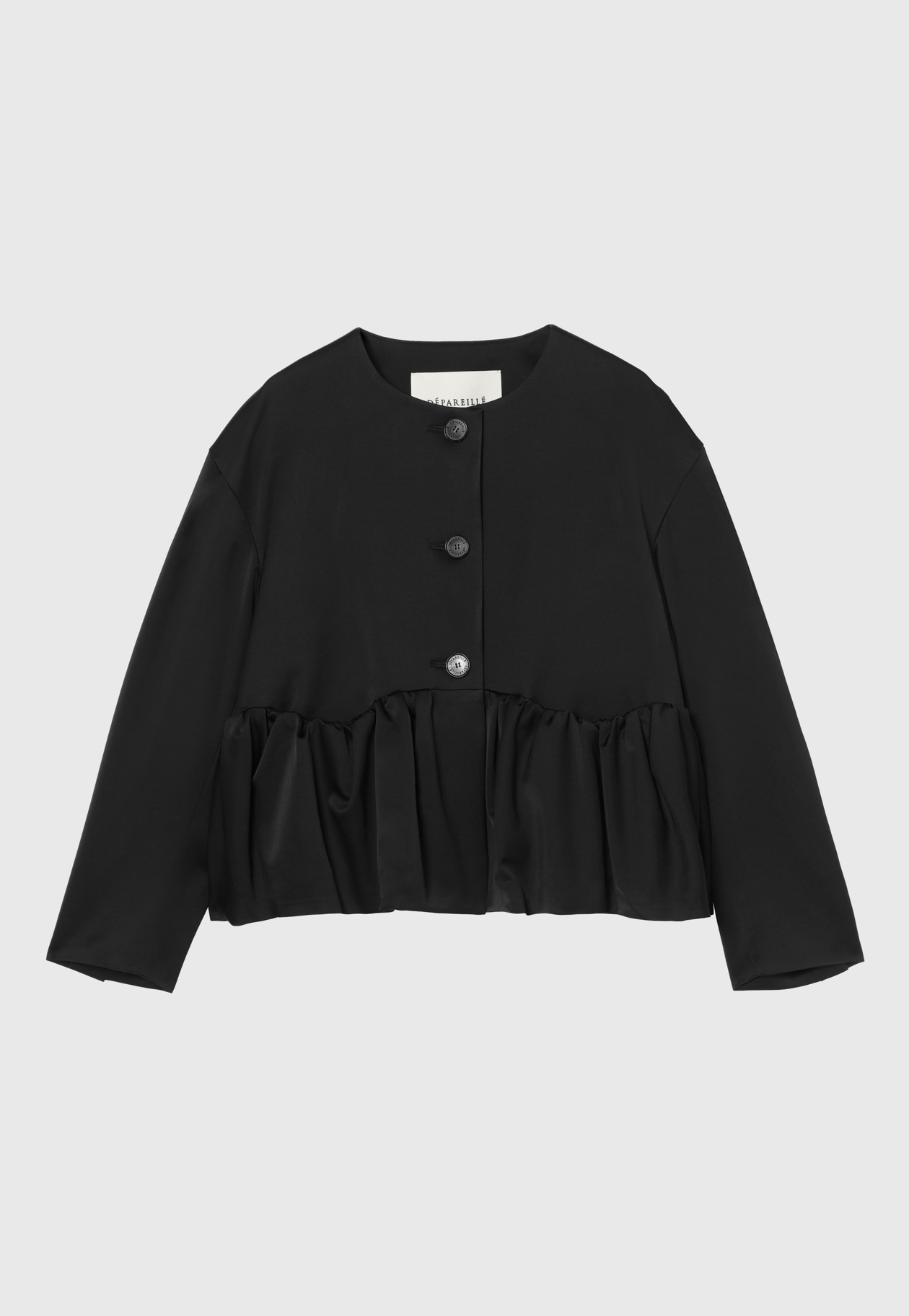 WOOL VISCOSE SATIN JACKET / ウールヴィスコースサテンジャケット 詳細画像 Black 7