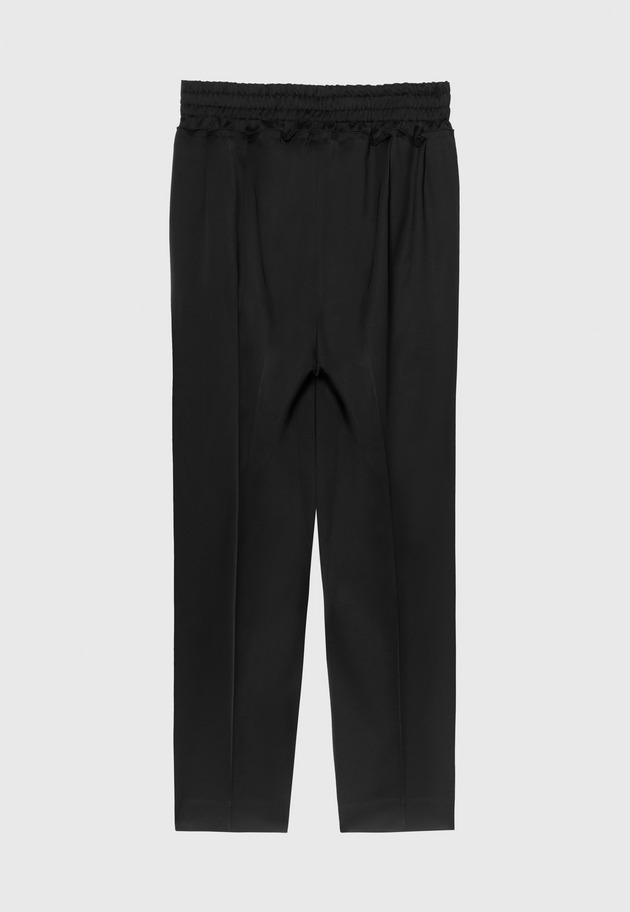 WOOL VISCOSE SATIN GATHERED PANTS / ウールヴィスコースサテンギャザーパンツ 詳細画像 Black 5